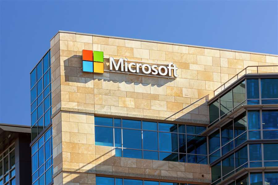 The exterior of a Microsoft facility